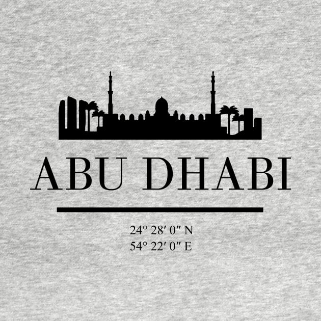 ABU DHABI UAE BLACK SILHOUETTE SKYLINE ART by deificusArt